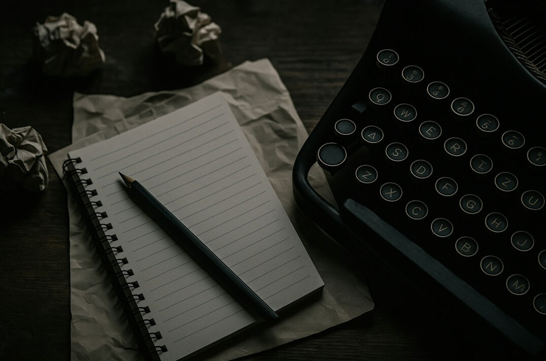 mystery author writing characters